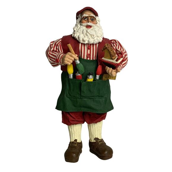 Unknown Other - Santa Clause His Favorite Color Toy Workshop Christmas Fabric Mache 10" 1993